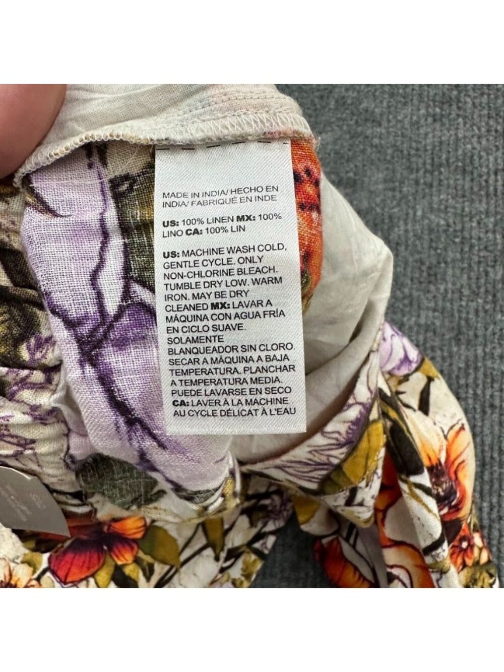 Chicos Pants 100% Linen Elastic Pull On Floral Straight Leg Womens 3 (16R) NEW - Picture 3 of 8